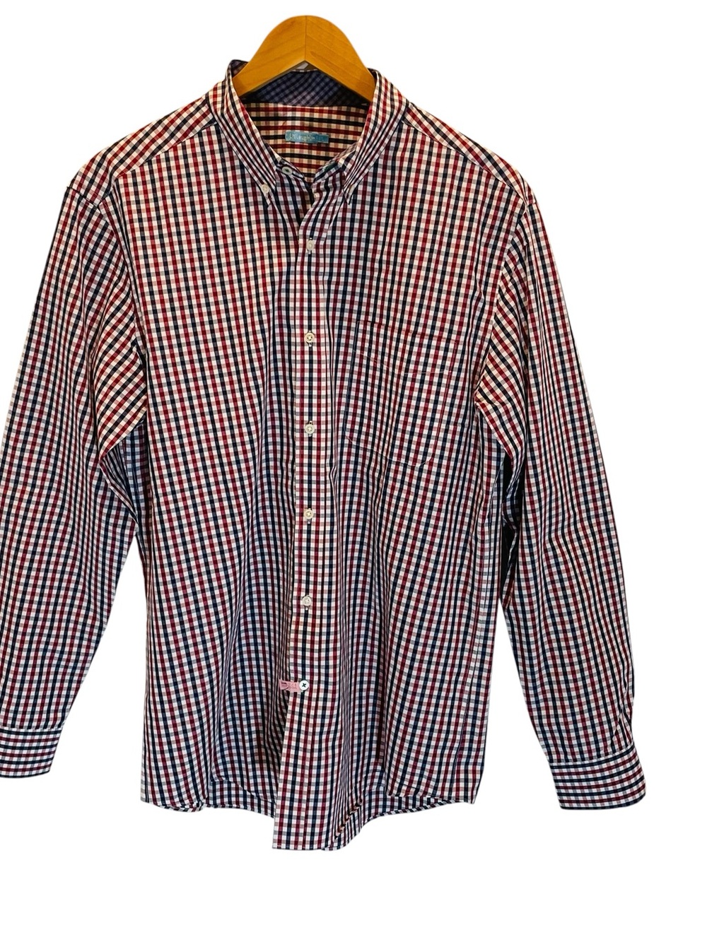 J. McLaughlin Red, Blue & White Check Button-Down Men’s Long Sleeve Shirt Sz L